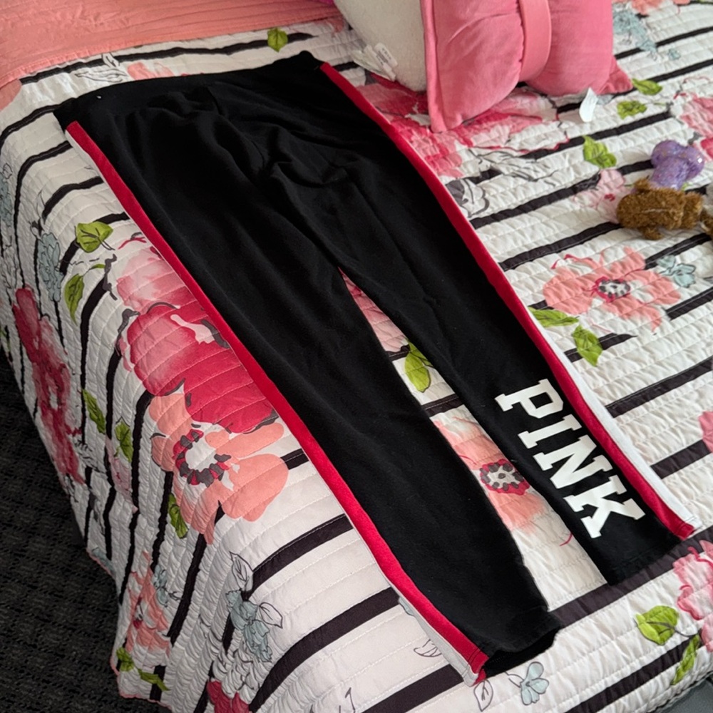 PINK Victoria's Secret Black and Red joggers/ leggings - Picture 5 of 7
